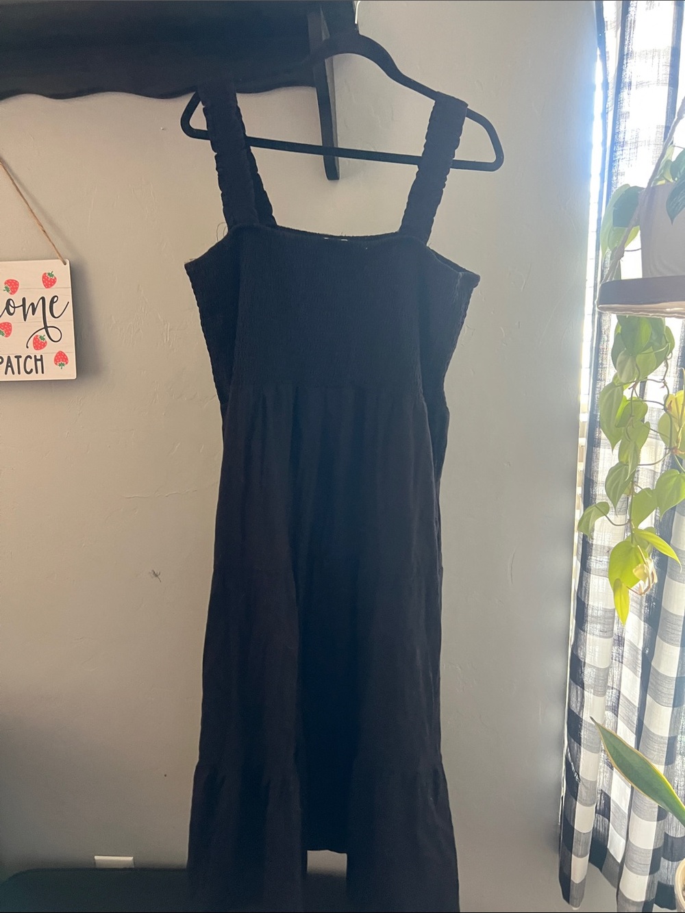 dip Black Sundress with Wide Straps